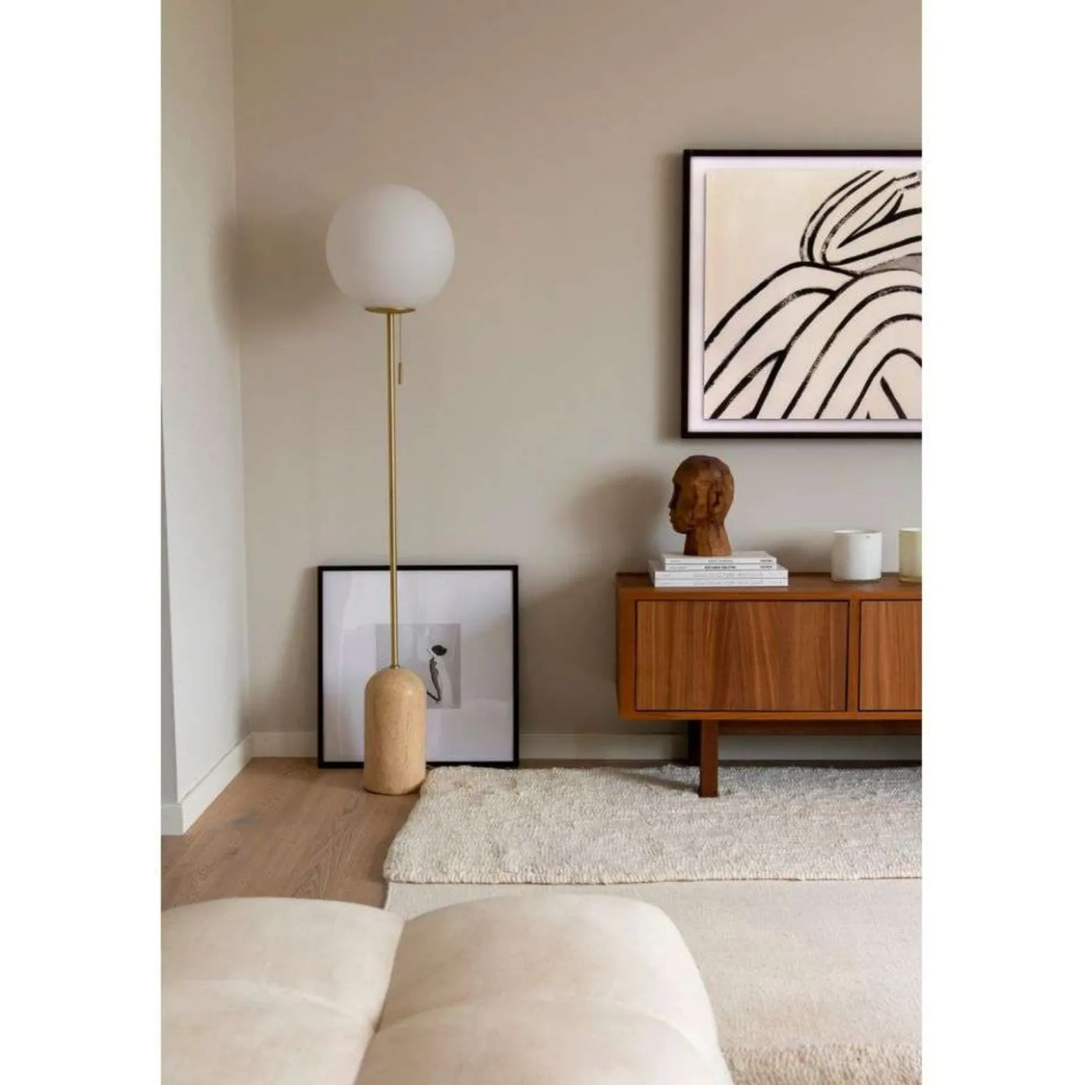 Globen Lighting Torrano-lattiavalaisin, korkeus 145 cm, travertiini