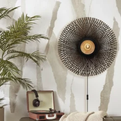 GOOD & MOJO Kalimantan seinä, musta/luonnollinen, Ø 87cm