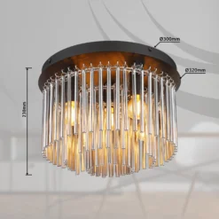 Gorley-kattovalaisin, savu/musta, lasi, 32 cm, 5-lamppuinen, E14