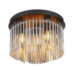 Gorley-kattovalaisin, savu/musta, lasi, 32 cm, 5-lamppuinen, E14