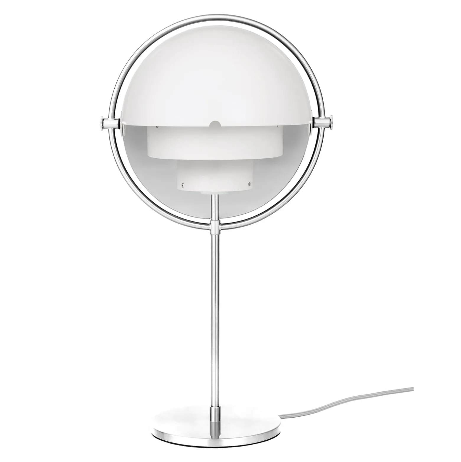 GUBI Multi-Lite pöytävalaisin, korkeus 50 cm, kromi/valk