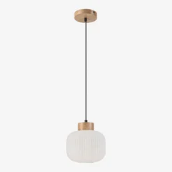 Harmony-riippuvalaisin, Ø 20 cm, opaalilasi, tammipuu, E27