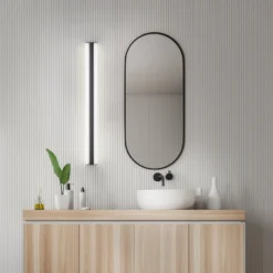 Helestra LED-peililamppu LOOM, pituus 90 cm, musta, IP44