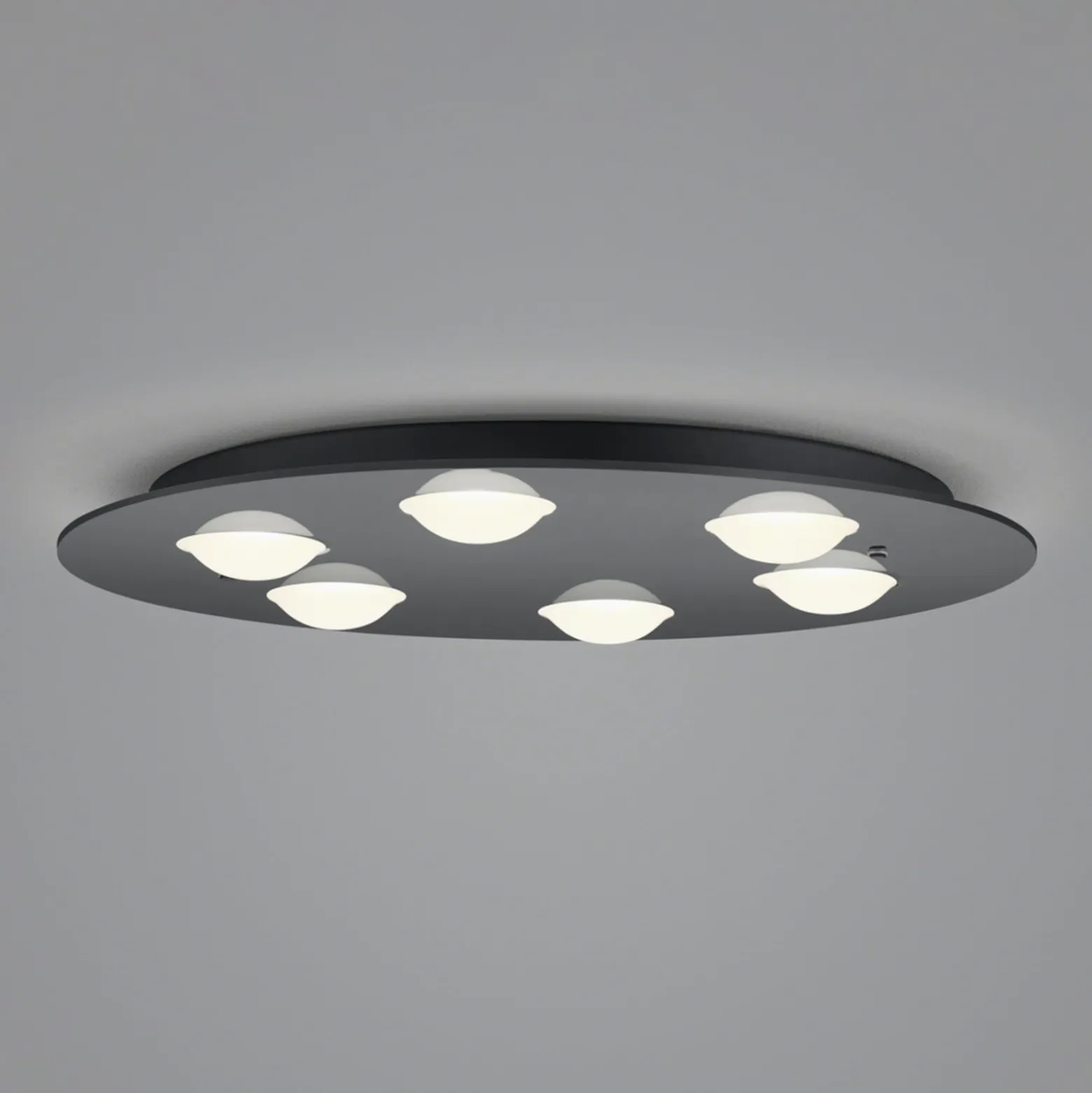 Helestra Nomi-LED-kattovalo Ø49cm himmen., musta