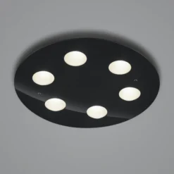 Helestra Nomi-LED-kattovalo Ø49cm himmen., musta