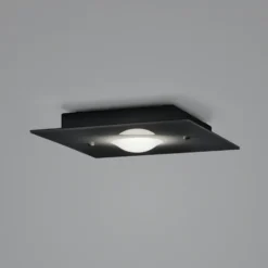 Helestra Nomi-LED-kattovalo 23x23cm himmen., musta