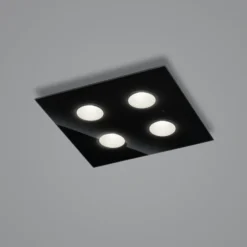 Helestra Nomi-LED-kattovalo 38x38cm himmen., musta