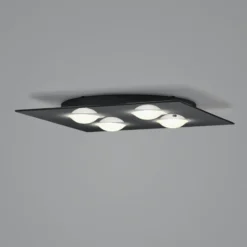 Helestra Nomi-LED-kattovalo 38x38cm himmen., musta