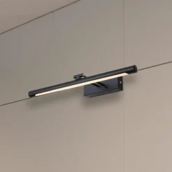 Holton-LED-akkukäyttöinen seinävalaisin, mattamusta, leveys 45 cm, CCT