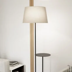Hotel-lattiavalaisin, beige/musta, korkeus 150 cm, kangas/metalli