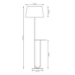 Hotel-lattiavalaisin, beige/musta, korkeus 150 cm, kangas/metalli