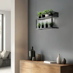 Hyllyn seinävalaisin, musta, teräs, 60 cm pitkä, 1 x LED