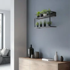 Hyllyn seinävalaisin, musta, teräs, 60 cm pitkä, 1 x LED