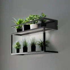 Hyllyn seinävalaisin, musta, teräs, 60 cm pitkä, 1 x LED