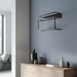 Hyllyn seinävalaisin, musta, teräs, 60 cm pitkä, 1 x LED