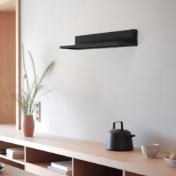 Hyllyn seinävalaisin, musta, teräs, 60 cm pitkä, 2 x LED-valo