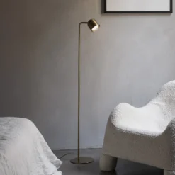 IDEAL LUX Dodo -maavalaisin, messinki, korkeus 118 cm, metalli, himmennin