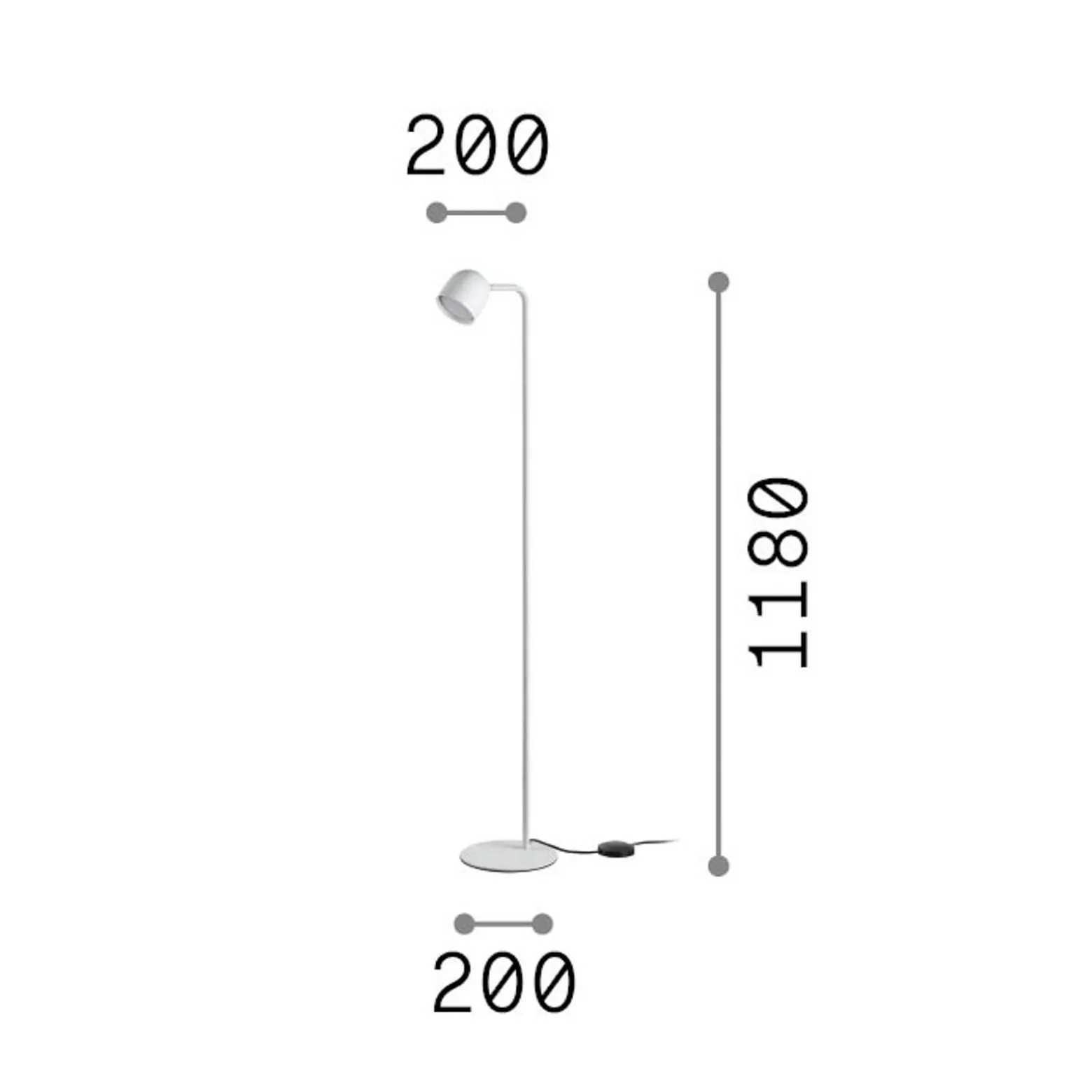 IDEAL LUX Dodo -maavalaisin, messinki, korkeus 118 cm, metalli, himmennin