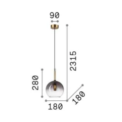 Ideal Lux Empire Sfera -riippuvalaisin, kirkas/savunharmaa lasi