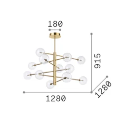IDEAL LUX Equinoxe -riippuvalo, kromi/kirkas, 12-lamppuinen