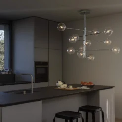 IDEAL LUX Equinoxe -riippuvalo, kromi/kirkas, 12-lamppuinen