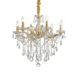 IDEAL LUX -kattokruunu Florian, kullanvärinen, kristalli, 6-lamppuinen