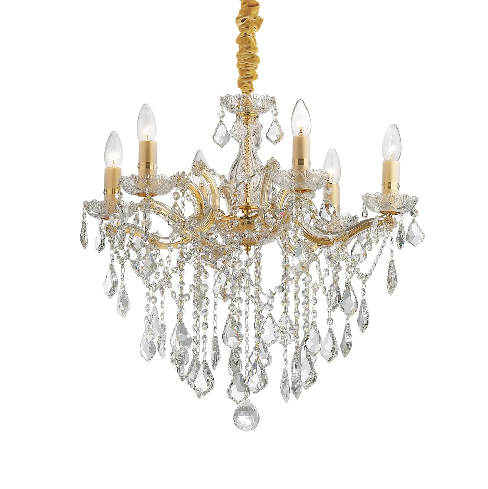 IDEAL LUX -kattokruunu Florian, kullanvärinen, kristalli, 6-lamppuinen