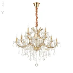 Ideal Lux kattokruunu Napoleon, kullanvärinen, kristalli 12flg.