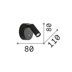 IDEAL LUX LED-akku-seinäkohdevalaisin Bean, musta, leveys 8 cm