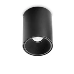 Ideal Lux LED-alasvalo Nitro Round, musta, korkeus 14,2 cm