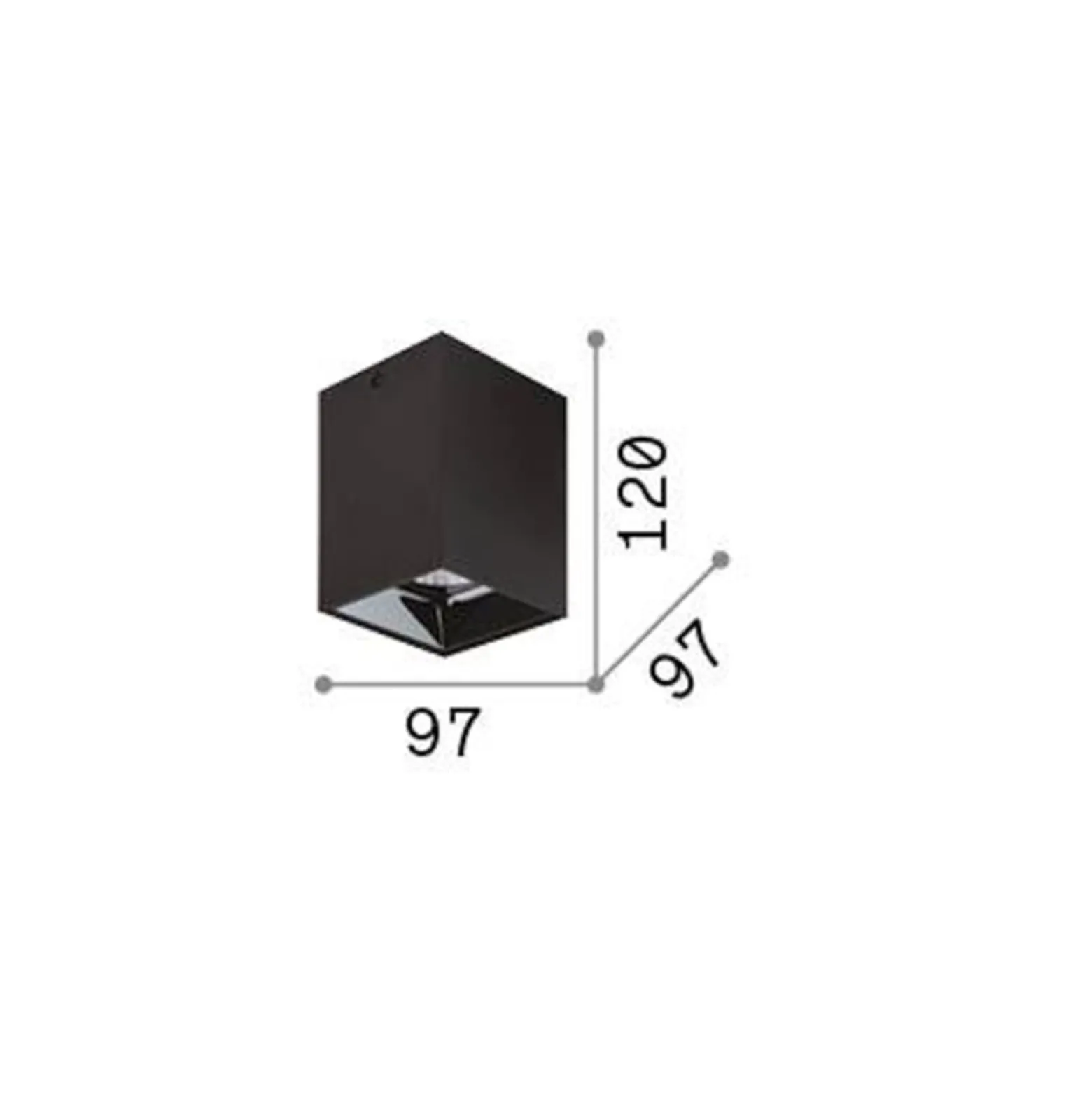 Ideal Lux LED-alasvalo Nitro Square, musta, korkeus 12 cm