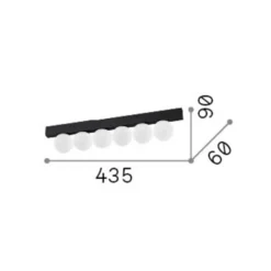 IDEAL LUX LED-kattovalaisin Binomio, musta, pituus 44 cm, 6-lamppuinen
