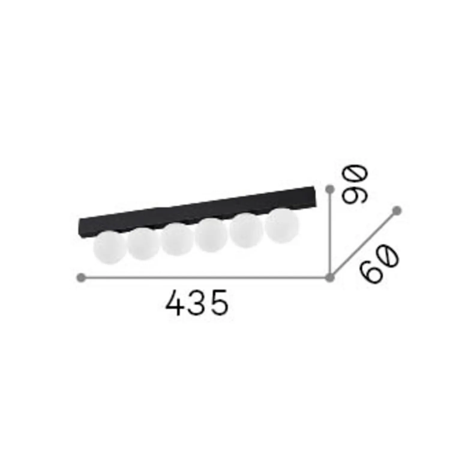 IDEAL LUX LED-kattovalaisin Binomio, musta, pituus 44 cm, 6-lamppuinen