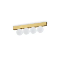 Ideal Lux LED-kattovalaisin Ping Pong messinki 4-valo, opaali lasi