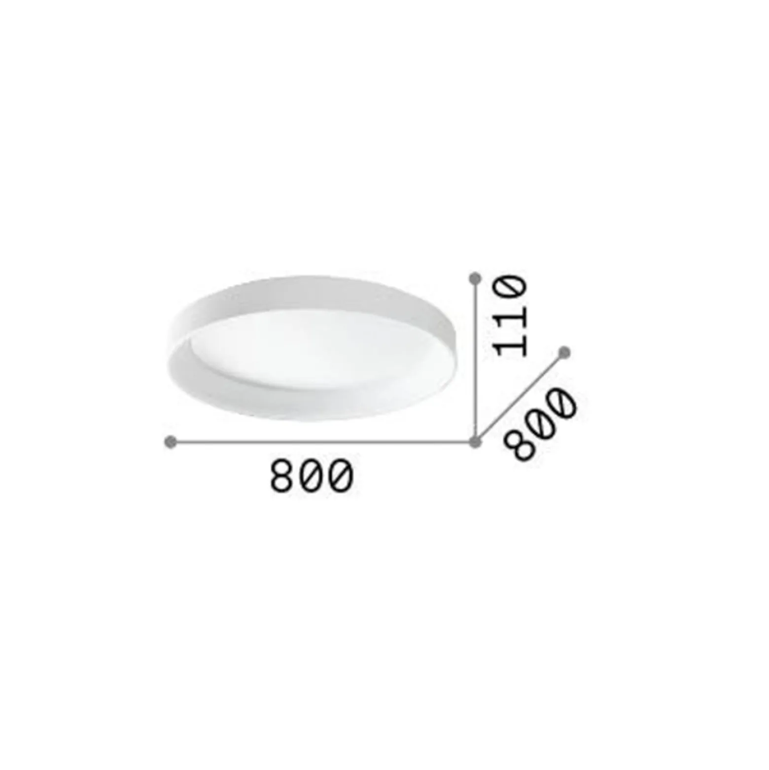 Ideal Lux LED-kattovalaisin Ziggy, valkoinen, Ø 80 cm, metallia