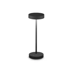 Ideal Lux LED ladattava ulkotilojen pöytävalaisin Toffee, musta, metallia