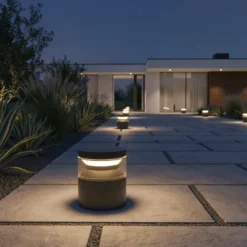 Ideal Lux LED-pollarivalaisin Boeing, kahvinruskea, korkeus 15 cm