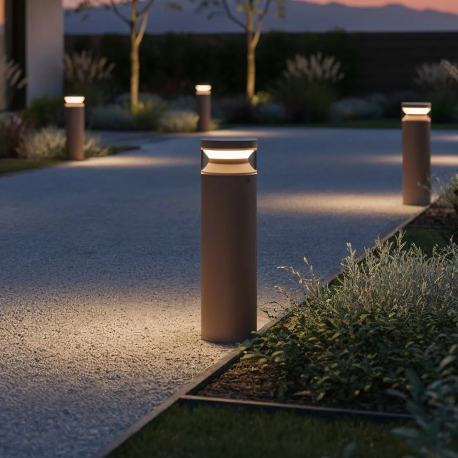 Ideal Lux LED-pollarivalaisin Boeing, kahvinruskea, korkeus 40 cm