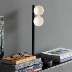 Ideal Lux LED-pöytävalaisin Ping Pong musta 2-valo lasi metallia
