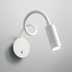 Ideal Lux LED-seinävalaisin Focus 2, valkoinen, 55 cm, joustava varsi