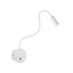 Ideal Lux LED-seinävalaisin Focus 2, valkoinen, 55 cm, joustava varsi