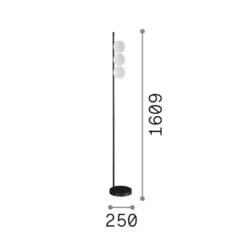 IDEAL LUX -maavalaisin Binomio, messinki, 160 cm, metalli, 3-lamppuinen