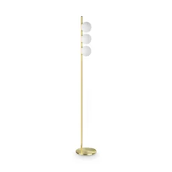IDEAL LUX -maavalaisin Binomio, messinki, 160 cm, metalli, 3-lamppuinen