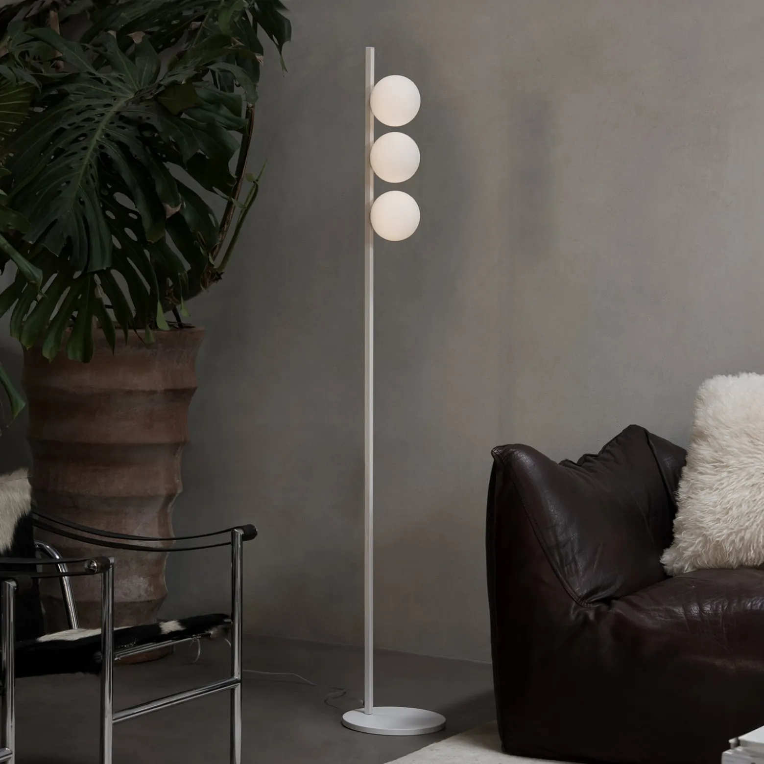 IDEAL LUX -maavalaisin Binomio, valkoinen, korkeus 160 cm, metallia,