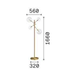 IDEAL LUX -maavalaisin Equinoxe, messinki/keltainen, korkeus 166 cm