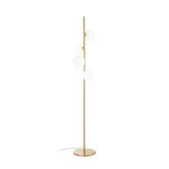 IDEAL LUX -maavalaisin Perlage, messinki/valkoinen, korkeus 164 cm, 4-lamppuinen