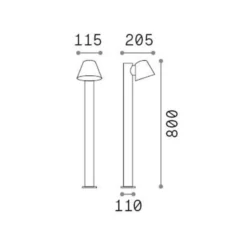 Ideal Lux polkuvalo kaasu, musta, alumiini, korkeus 80 cm