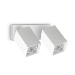 IDEAL LUX -seinäkohdevalaisin Dynamite Square, valkoinen, 16,5 cm, 2-lamppuinen