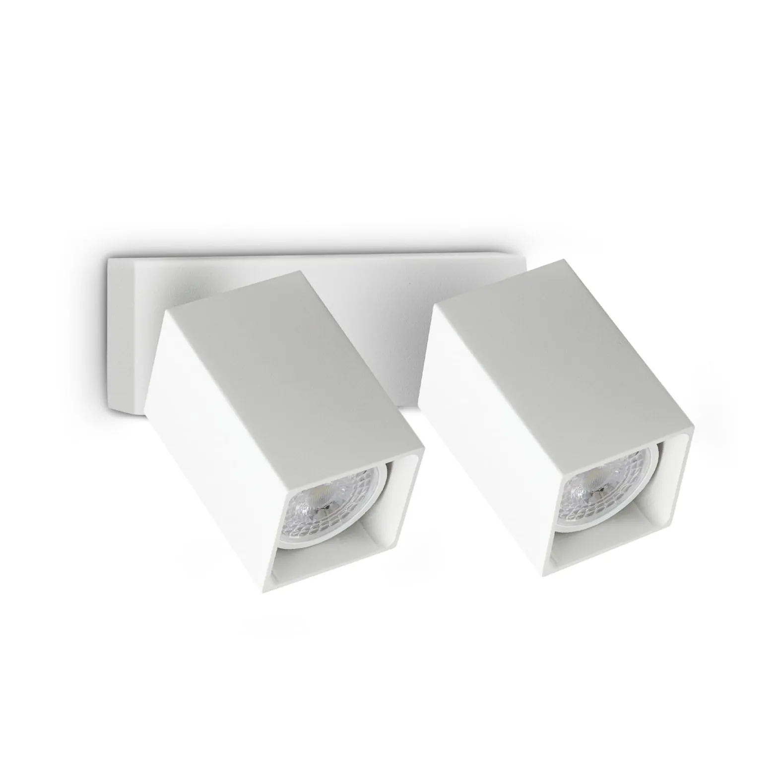 IDEAL LUX -seinäkohdevalaisin Dynamite Square, valkoinen, 16,5 cm, 2-lamppuinen