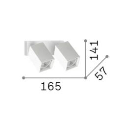 IDEAL LUX -seinäkohdevalaisin Dynamite Square, valkoinen, 16,5 cm, 2-lamppuinen